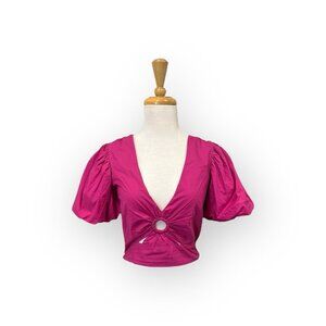Cleobella Avila Top Size S Small Pink Puff Sleeve Blouse